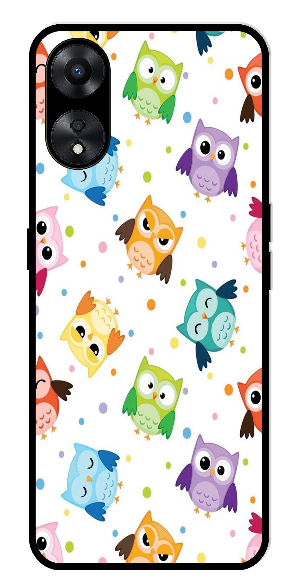 Owls Pattern Metal Mobile Case for Oppo A78 5G   (Design No -20)