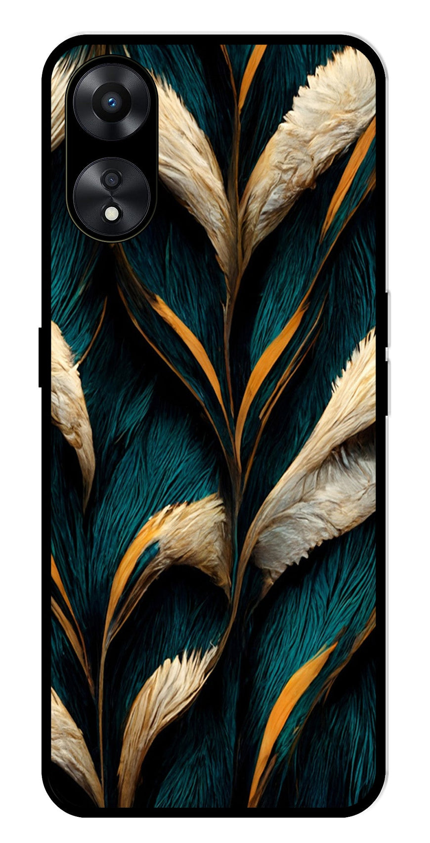 Feathers Metal Mobile Case for Oppo A78 5G   (Design No -30)