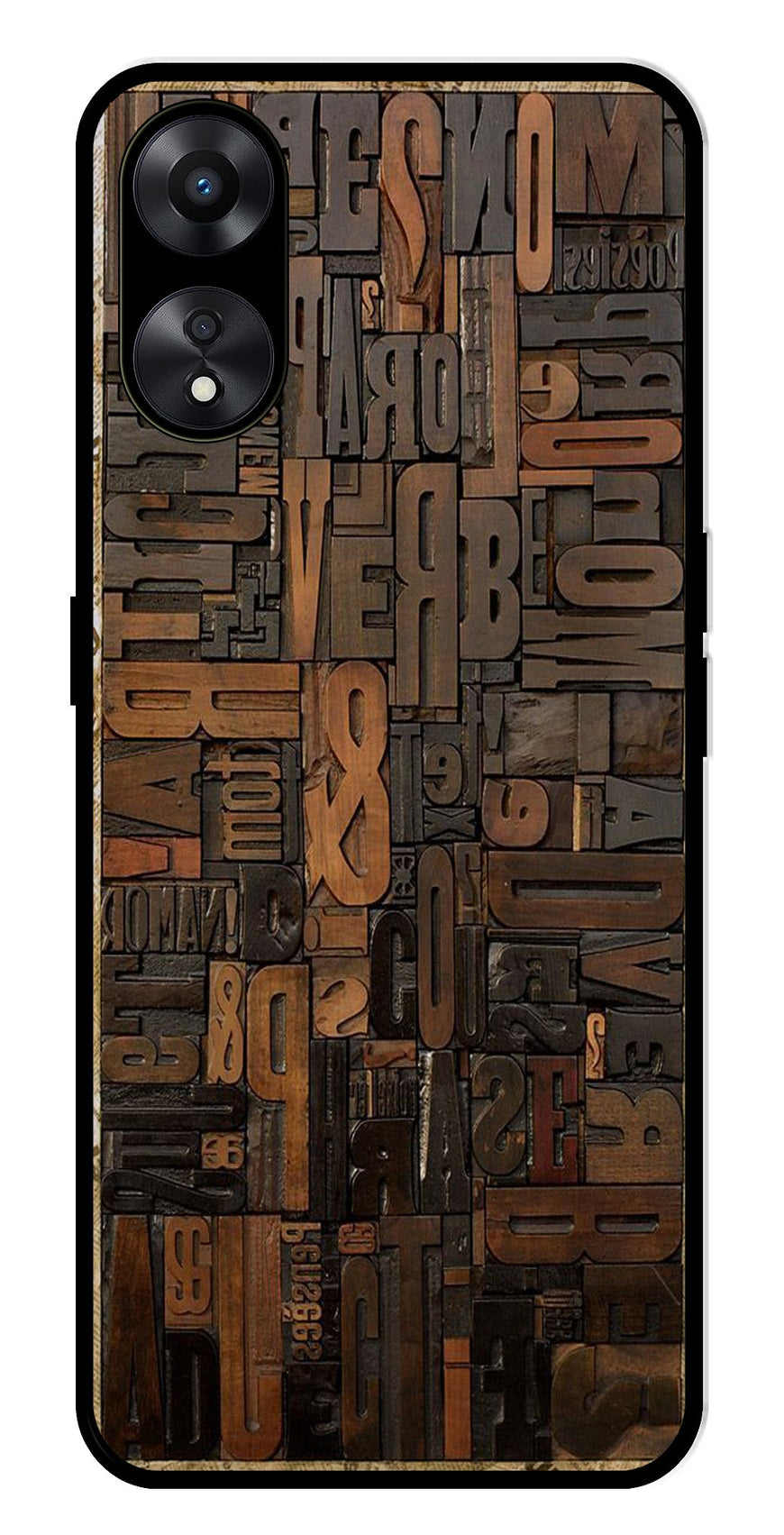 Alphabets Metal Mobile Case for Oppo A78 5G   (Design No -32)