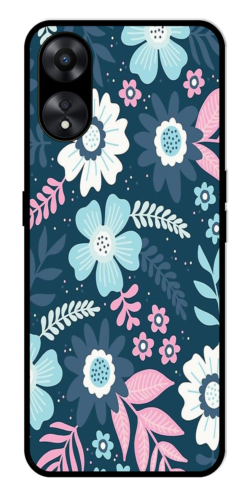 Flower Leaves Design Metal Mobile Case for Oppo A78   (Design No -50)