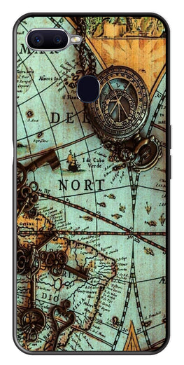 Map Design Metal Mobile Case for Oppo A7   (Design No -54)