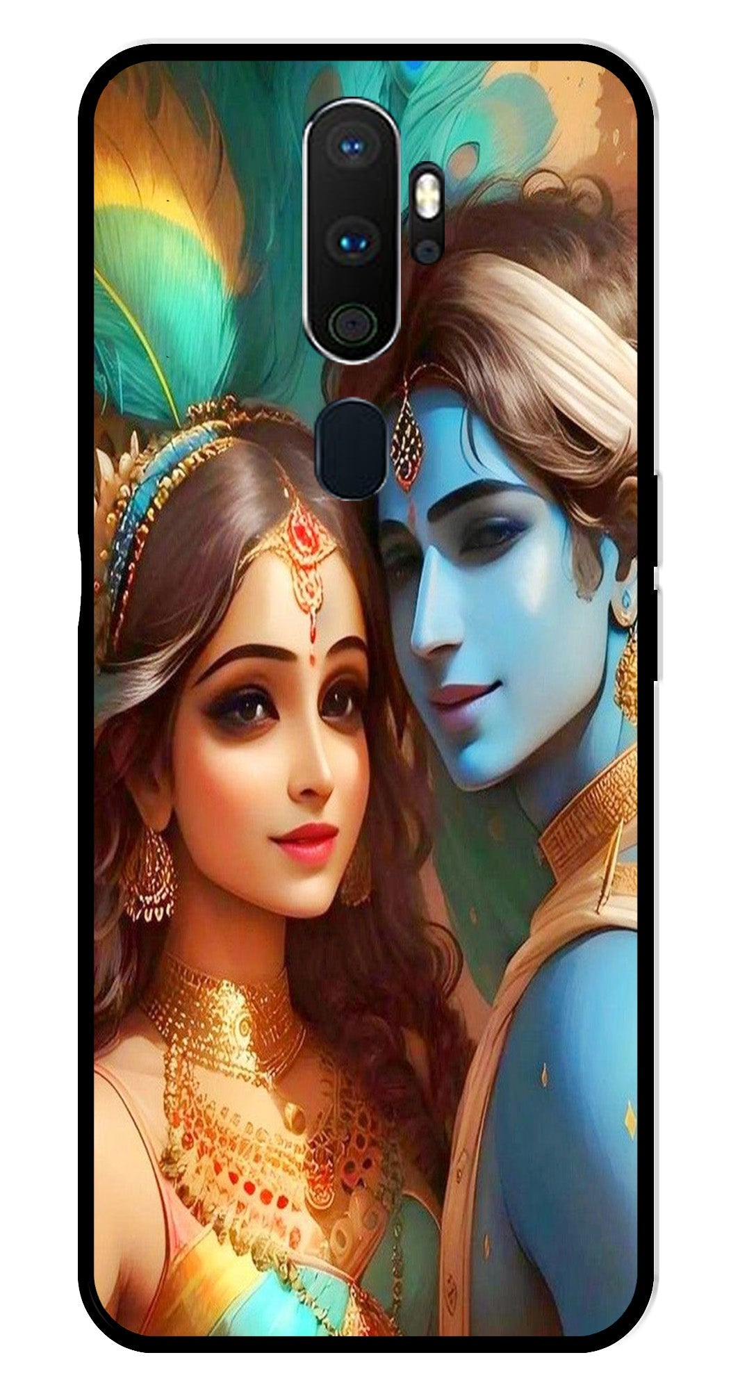 Lord Radha Krishna Metal Mobile Case for Oppo A9 2020   (Design No -01)