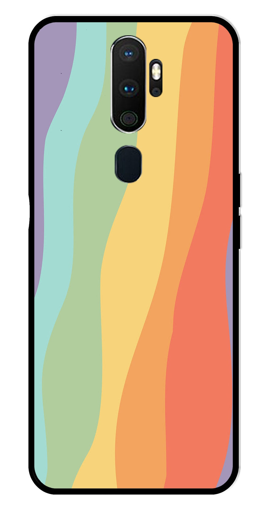 Muted Rainbow Metal Mobile Case for Oppo A9 2020   (Design No -02)