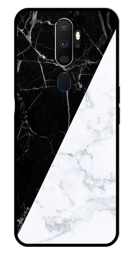 Black White Marble Design Metal Mobile Case for Oppo A9 2020   (Design No -09)