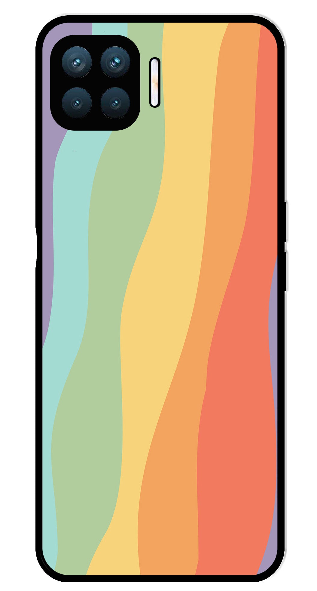 Muted Rainbow Metal Mobile Case for Oppo F17 Pro  (Design No -02)