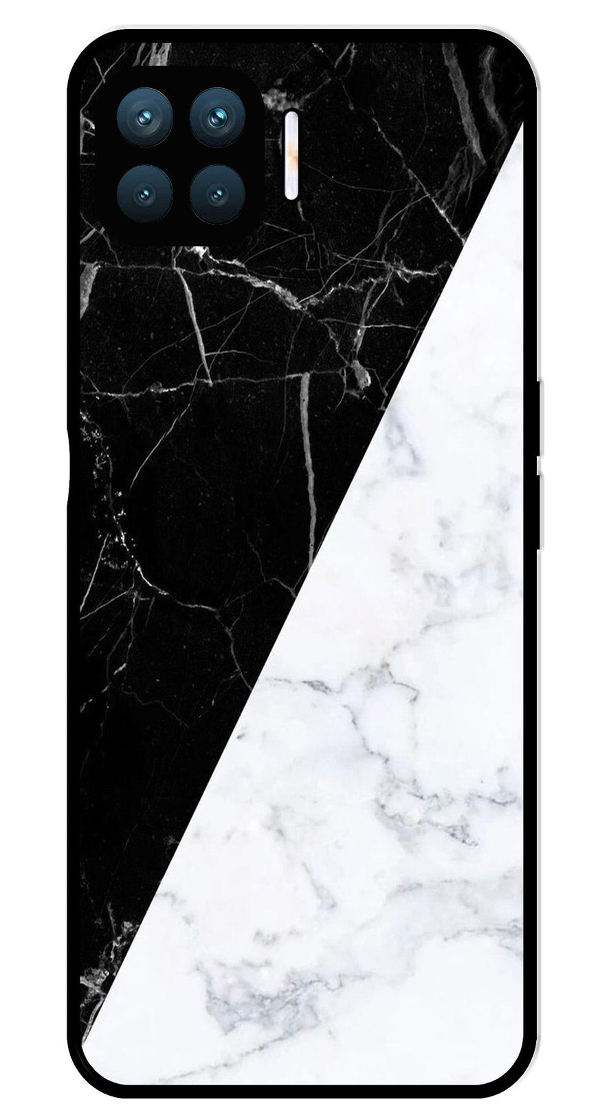 Black White Marble Design Metal Mobile Case for Oppo F17 Pro  (Design No -09)