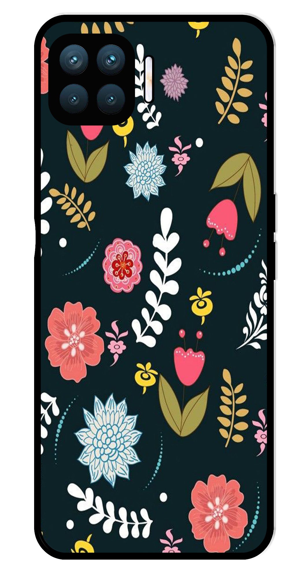 Floral Pattern2 Metal Mobile Case for Oppo F17 Pro  (Design No -12)