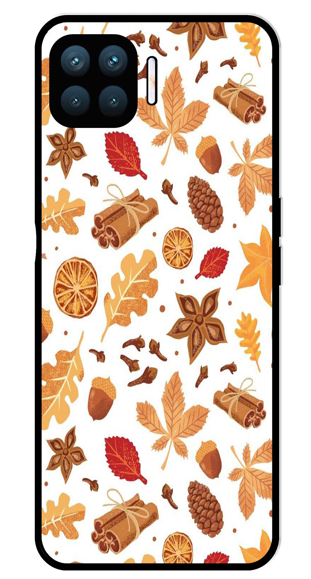 Autumn Leaf Metal Mobile Case for Oppo F17 Pro  (Design No -19)