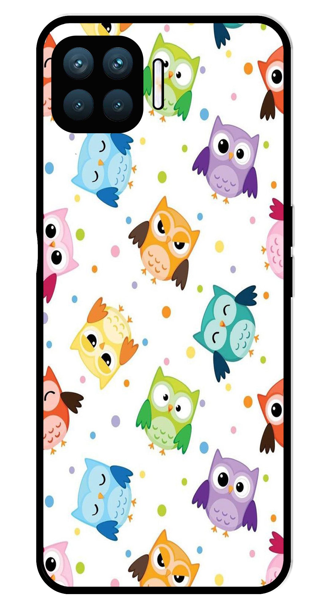 Owls Pattern Metal Mobile Case for Oppo F17 Pro  (Design No -20)