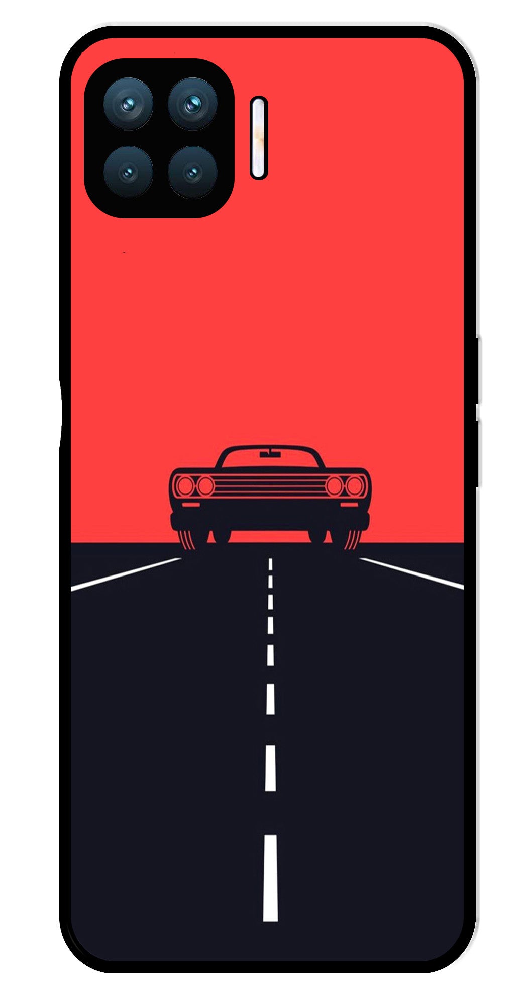 Car Lover Metal Mobile Case for Oppo F17 Pro  (Design No -21)