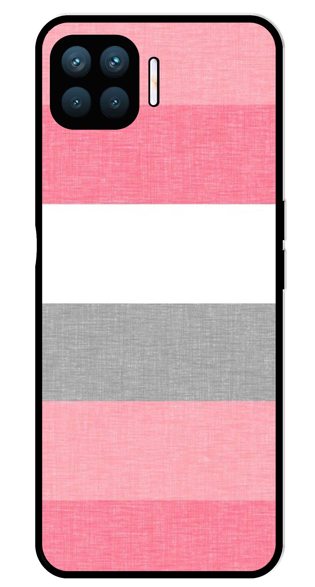 Pink Pattern Metal Mobile Case for Oppo F17 Pro  (Design No -23)