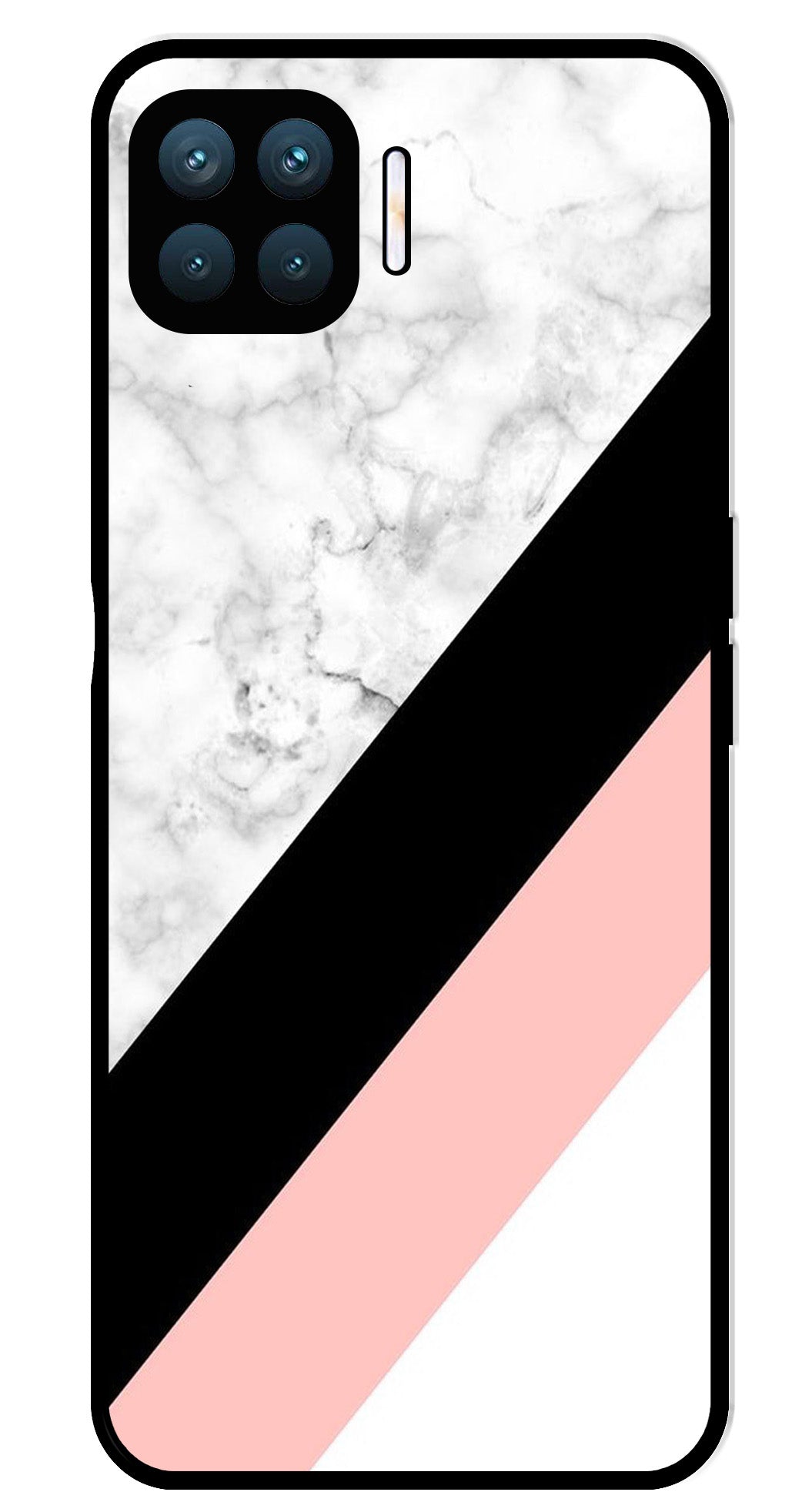 Marble Design Metal Mobile Case for Oppo F17 Pro  (Design No -24)