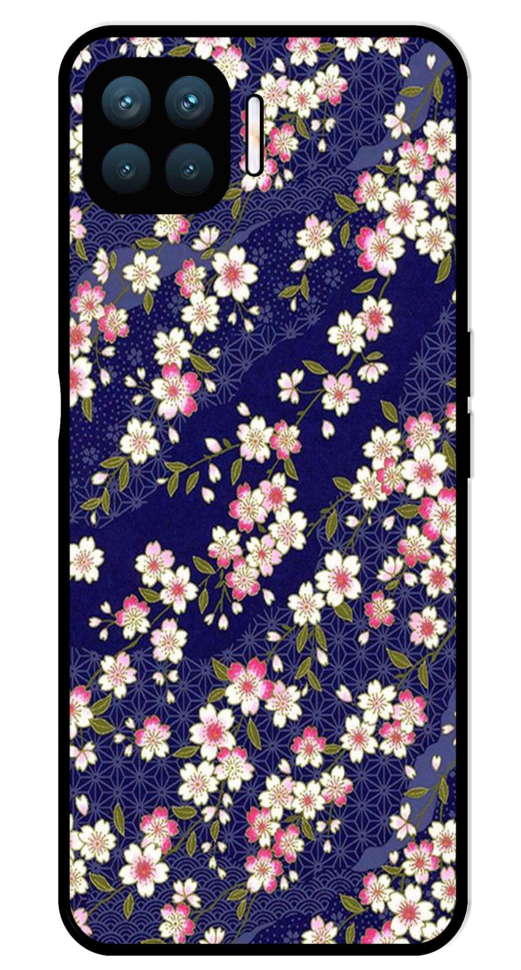 Flower Design Metal Mobile Case for Oppo F17 Pro  (Design No -25)