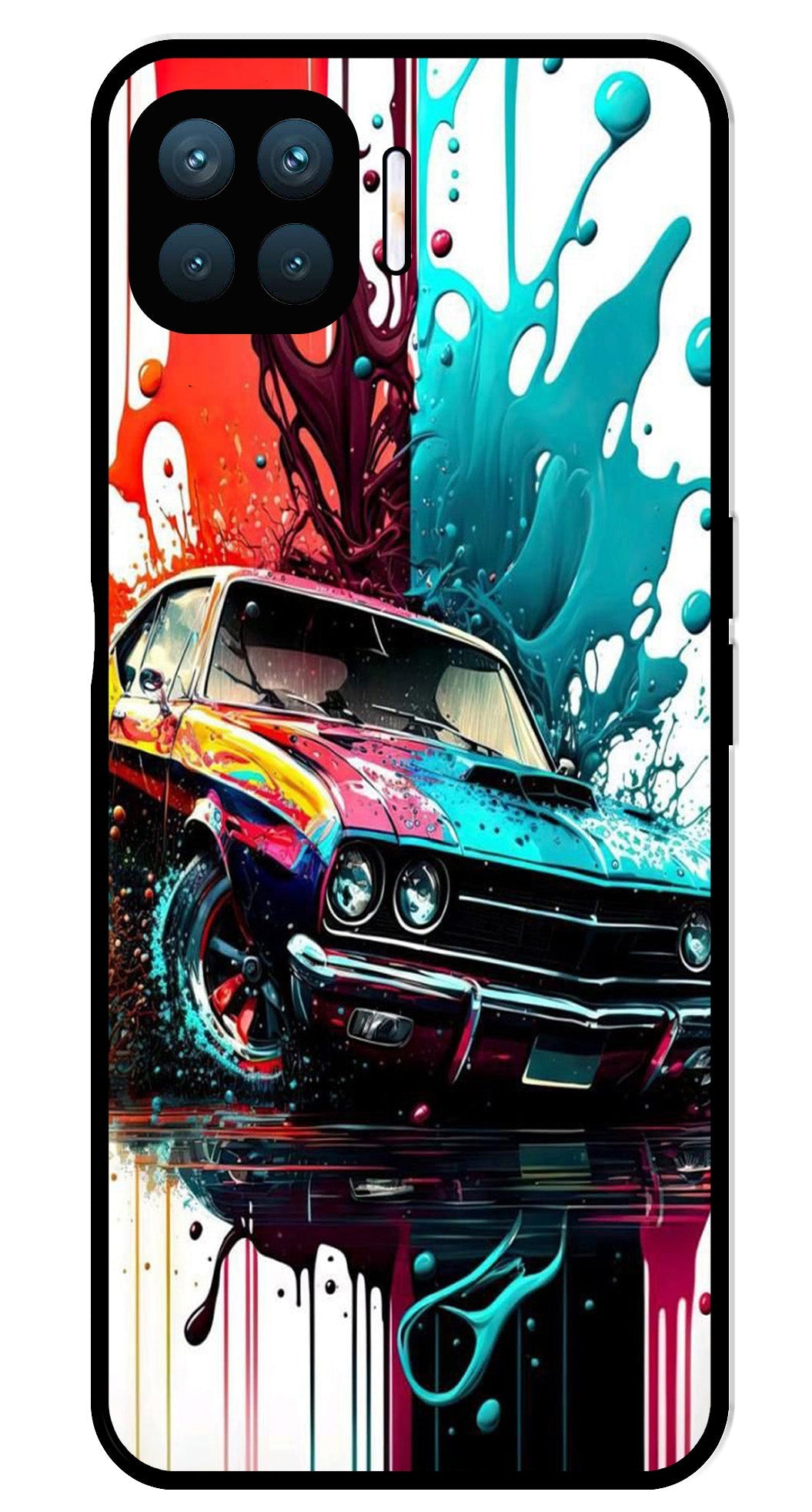 Vintage Car Metal Mobile Case for Oppo F17 Pro  (Design No -29)