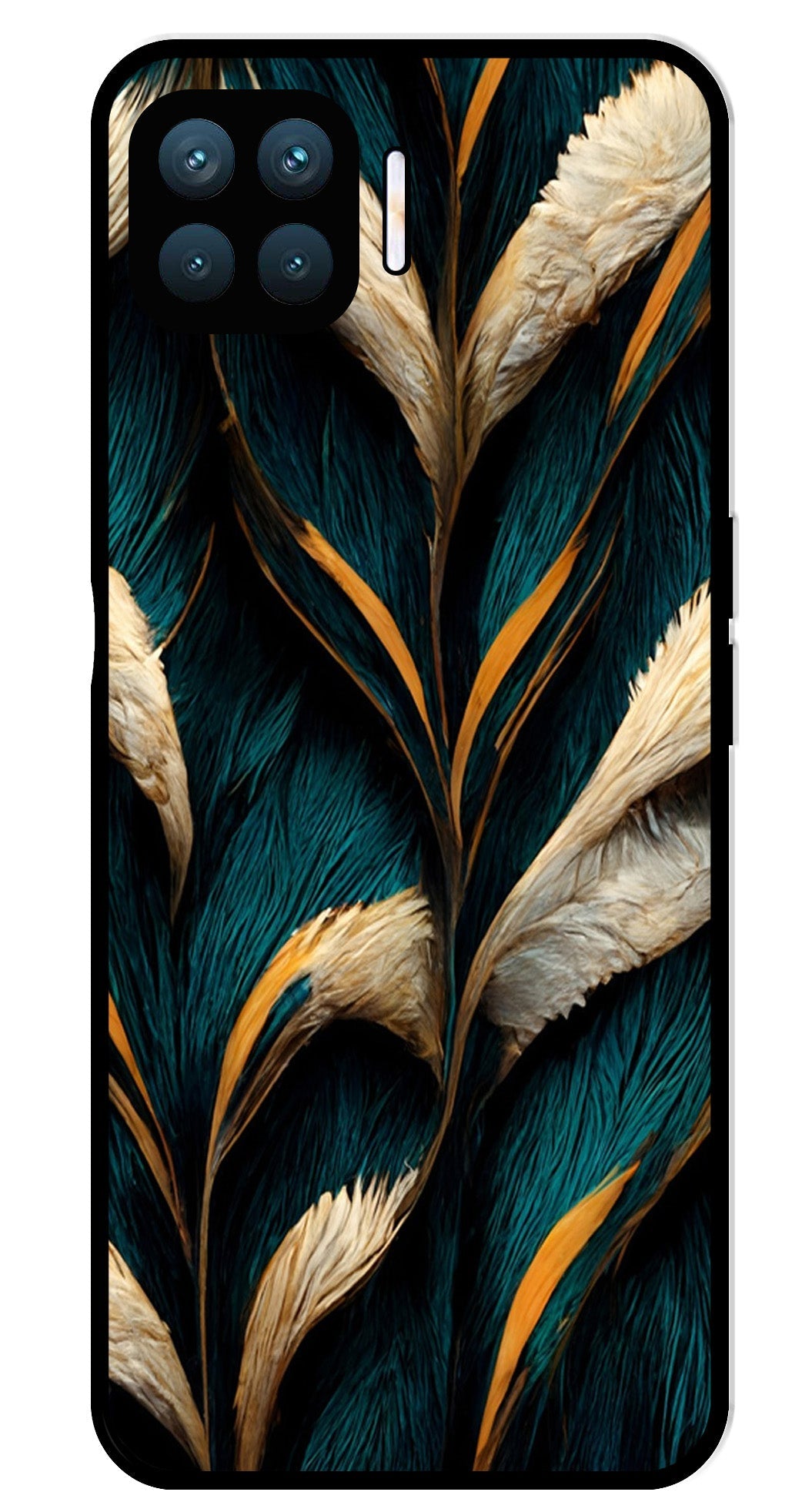 Feathers Metal Mobile Case for Oppo F17 Pro  (Design No -30)