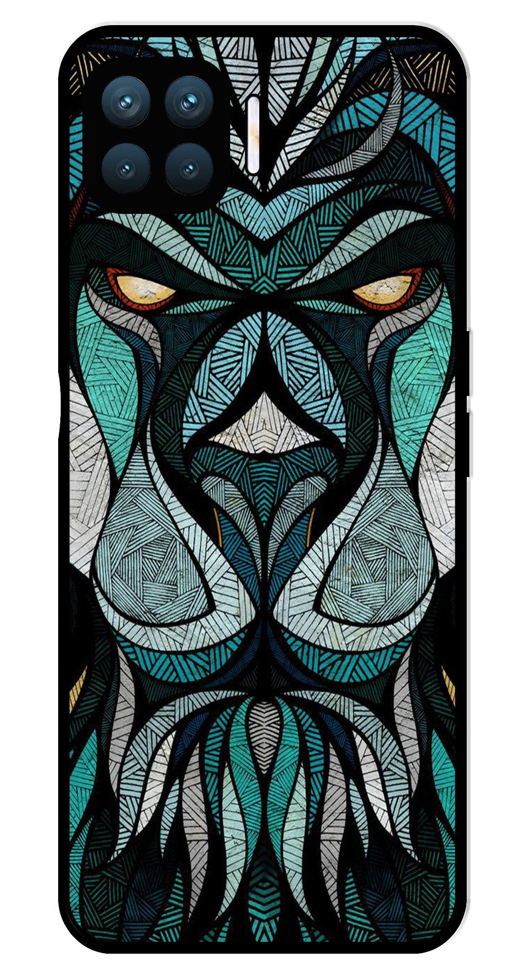 Lion Pattern Metal Mobile Case for Oppo F17 Pro  (Design No -40)