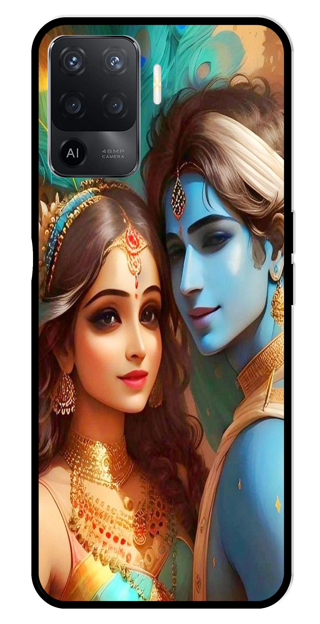 Lord Radha Krishna Metal Mobile Case for Oppo A94   (Design No -01)