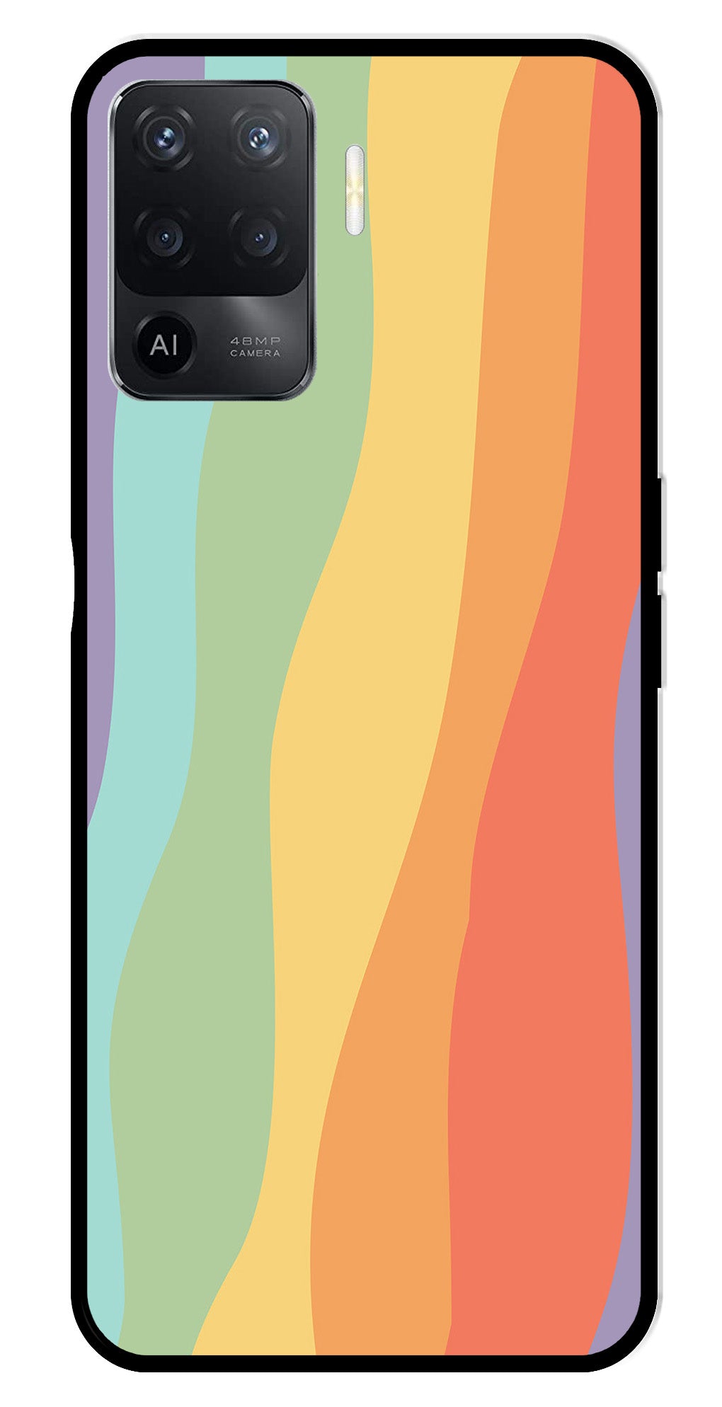 Muted Rainbow Metal Mobile Case for Oppo A94   (Design No -02)