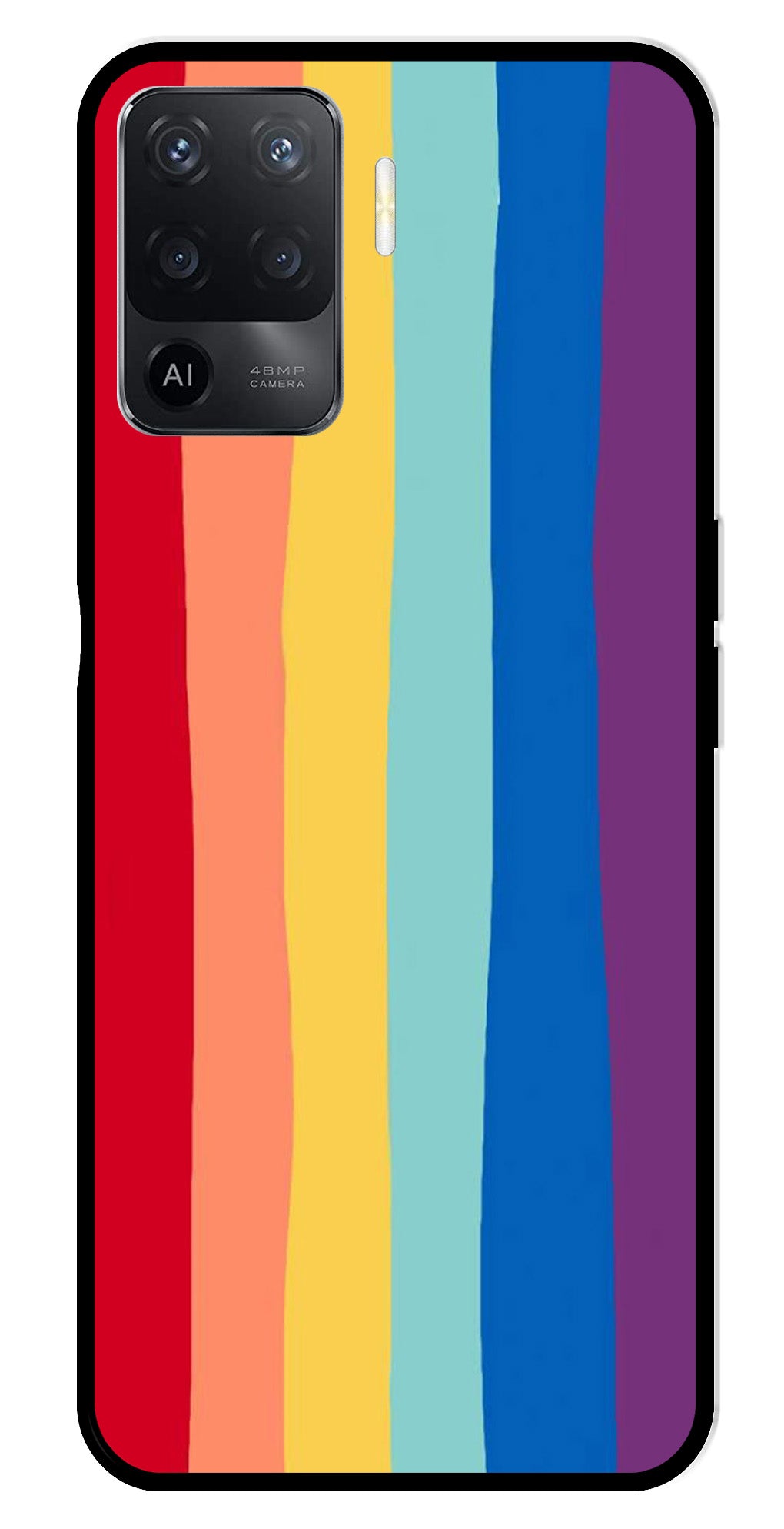 Rainbow MultiColor Metal Mobile Case for Oppo A94   (Design No -03)