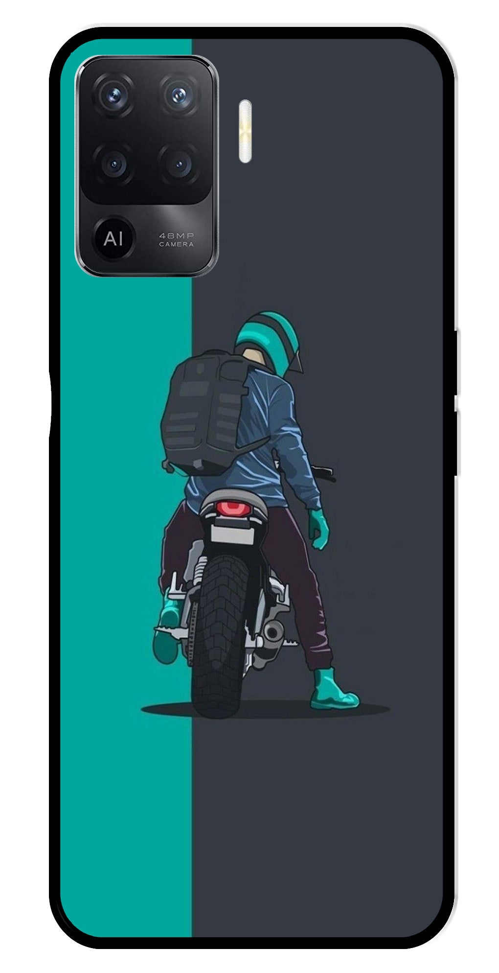 Bike Lover Metal Mobile Case for Oppo A94   (Design No -05)