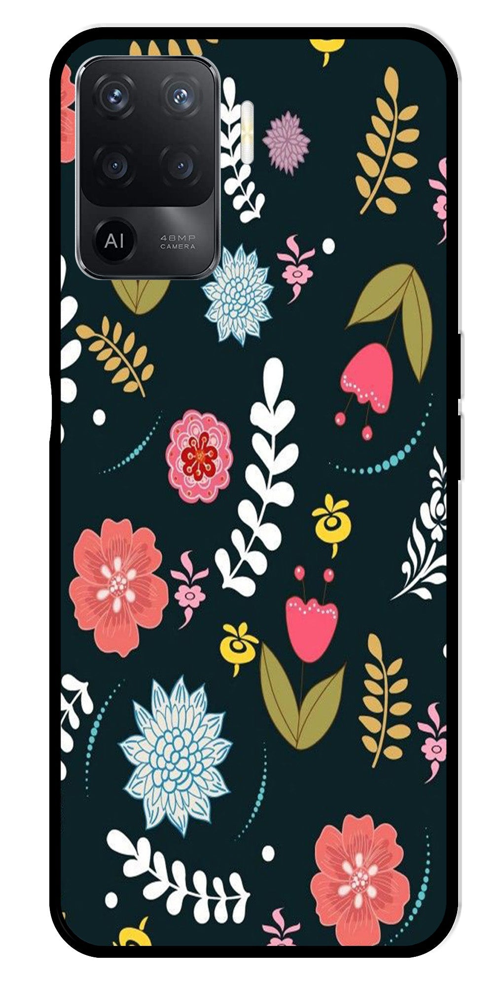 Floral Pattern2 Metal Mobile Case for Oppo A94   (Design No -12)