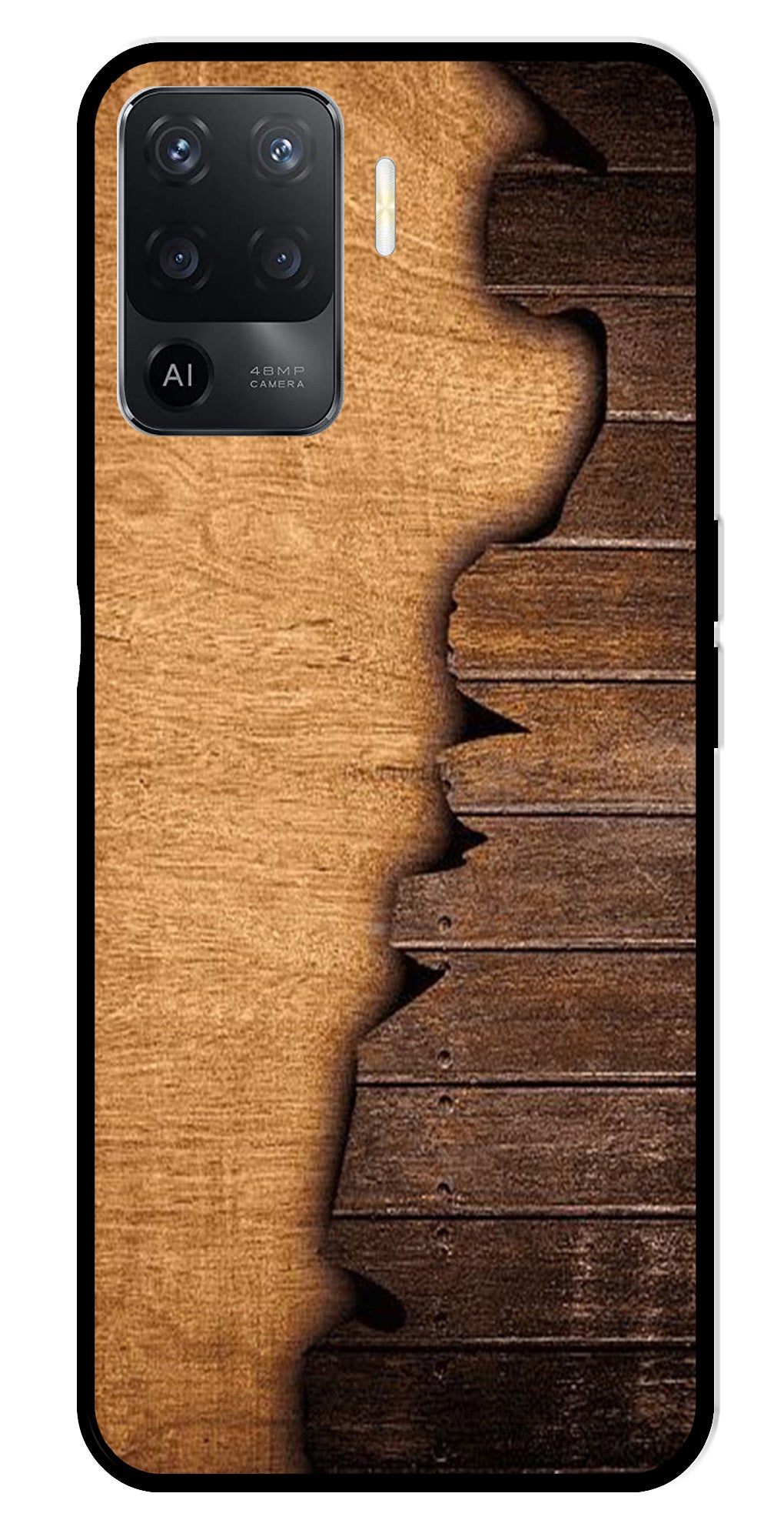 Wooden Design Metal Mobile Case for Oppo A94   (Design No -13)