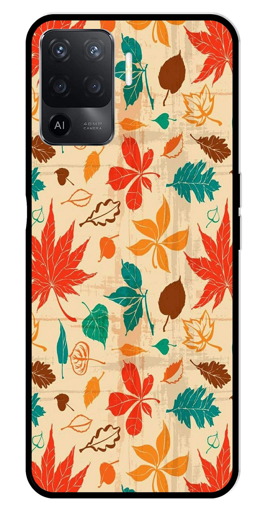 Leafs Design Metal Mobile Case for Oppo A94   (Design No -14)