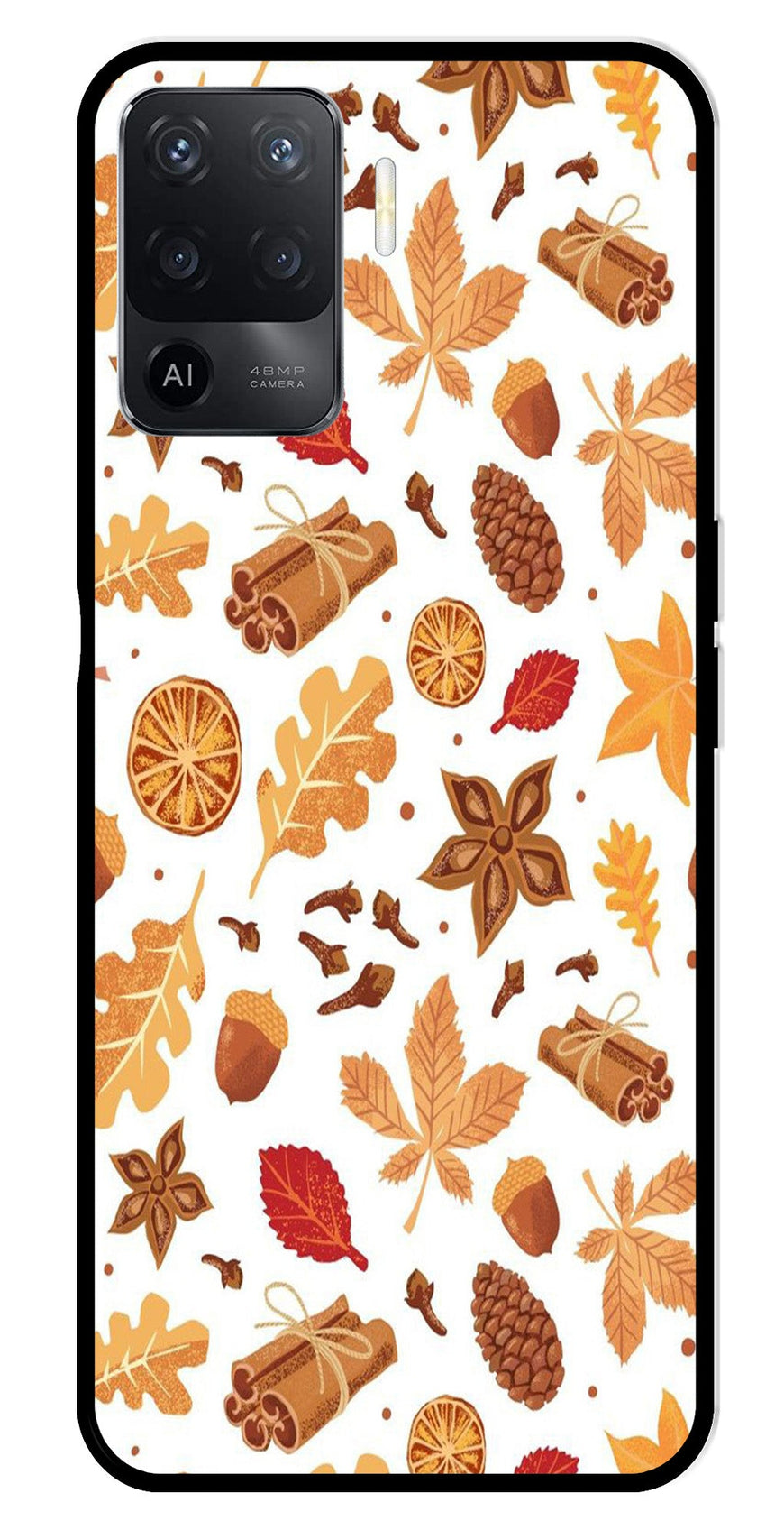 Autumn Leaf Metal Mobile Case for Oppo A94   (Design No -19)