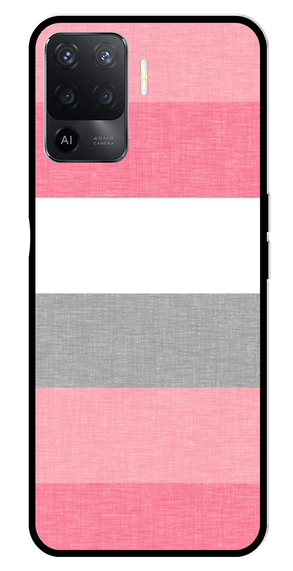 Pink Pattern Metal Mobile Case for Oppo Reno5 F   (Design No -23)