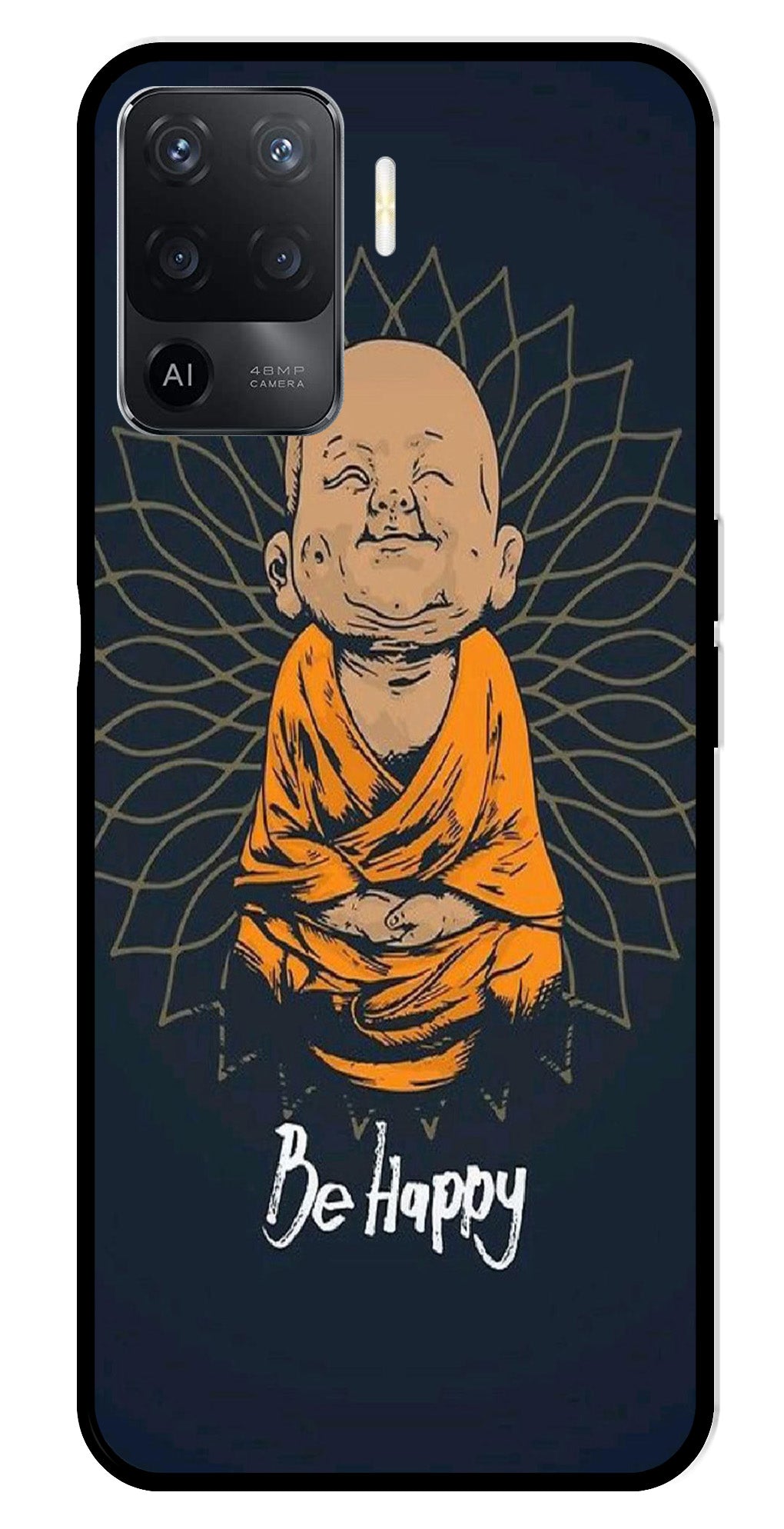 Be Happy Metal Mobile Case for Oppo A94   (Design No -27)