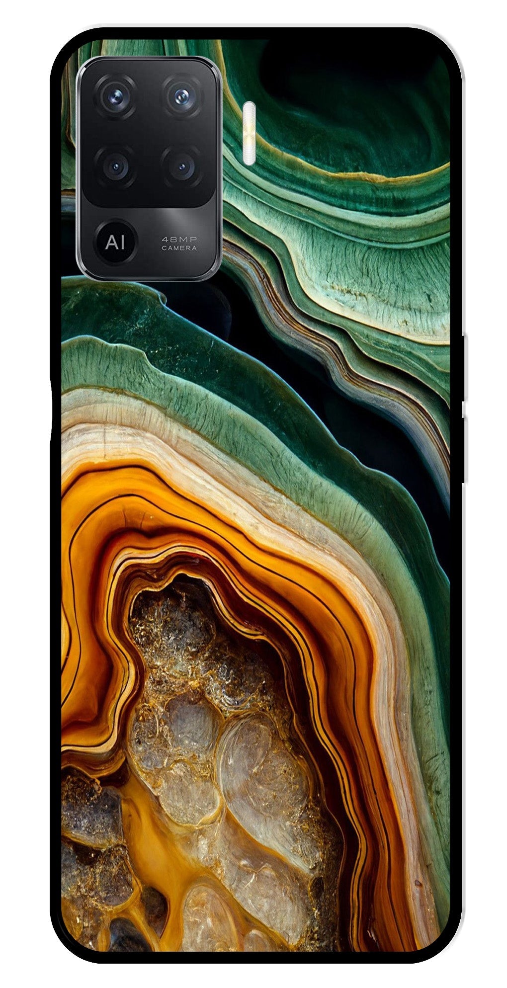 Marble Design Metal Mobile Case for Oppo A94   (Design No -28)