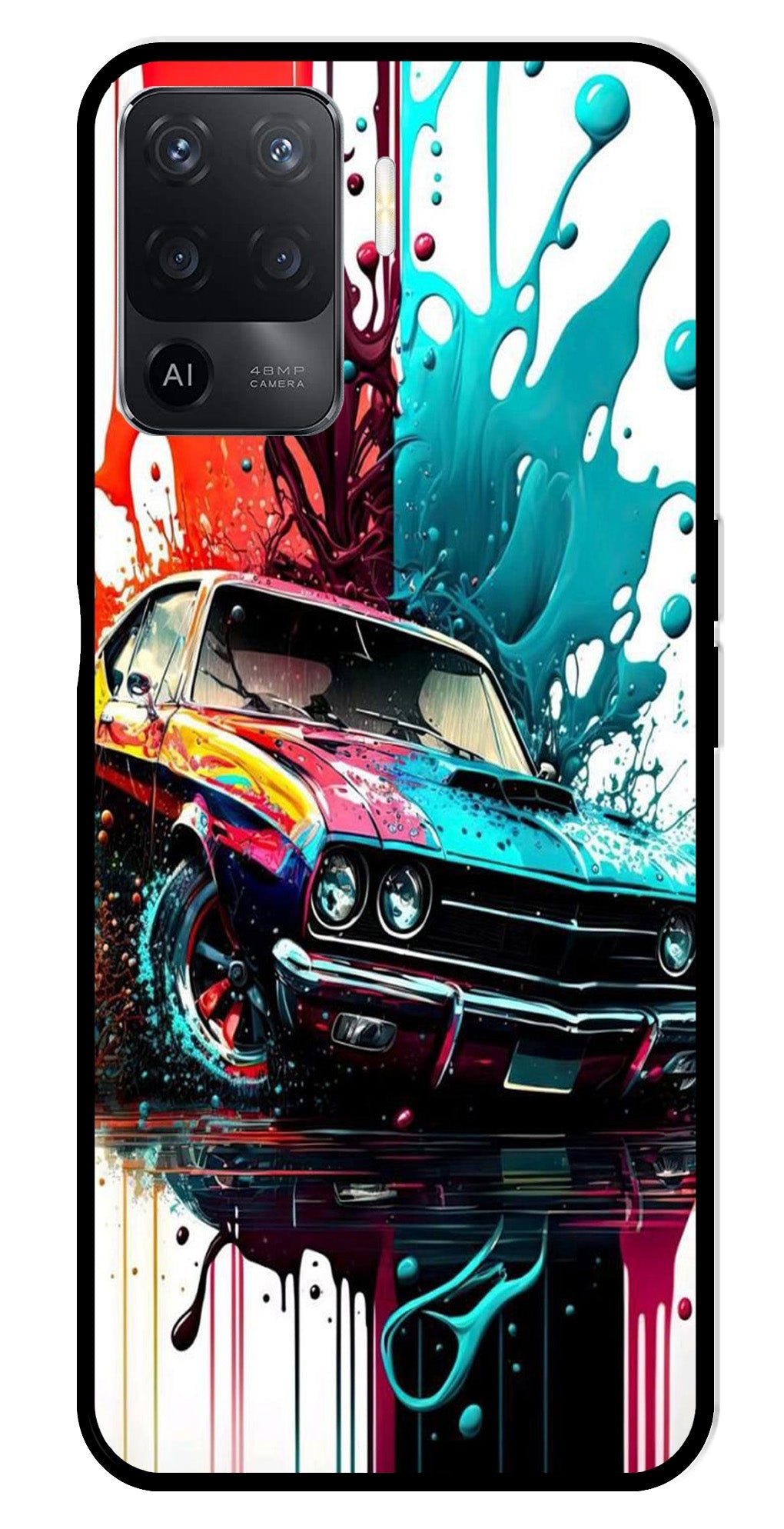 Vintage Car Metal Mobile Case for Oppo A94   (Design No -29)