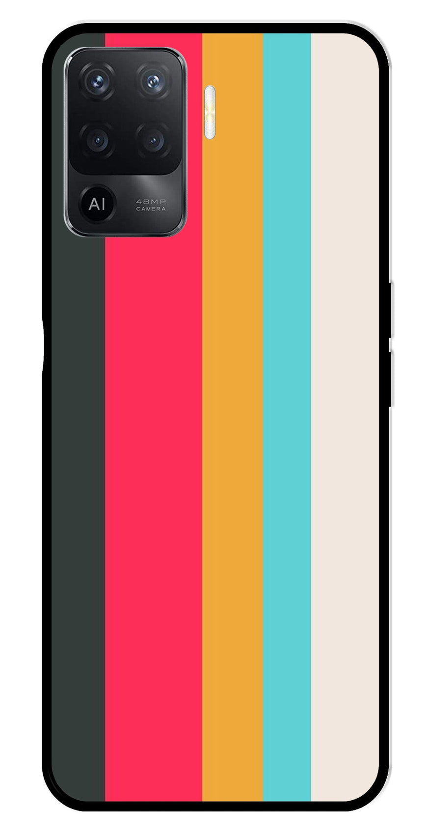 Muted Rainbow Metal Mobile Case for Oppo Reno5 F   (Design No -31)