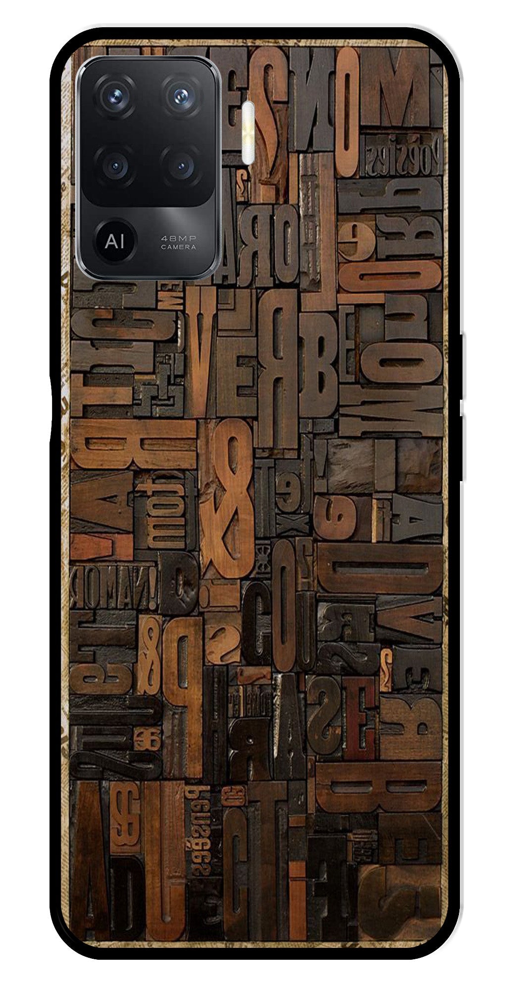 Alphabets Metal Mobile Case for Oppo A94   (Design No -32)