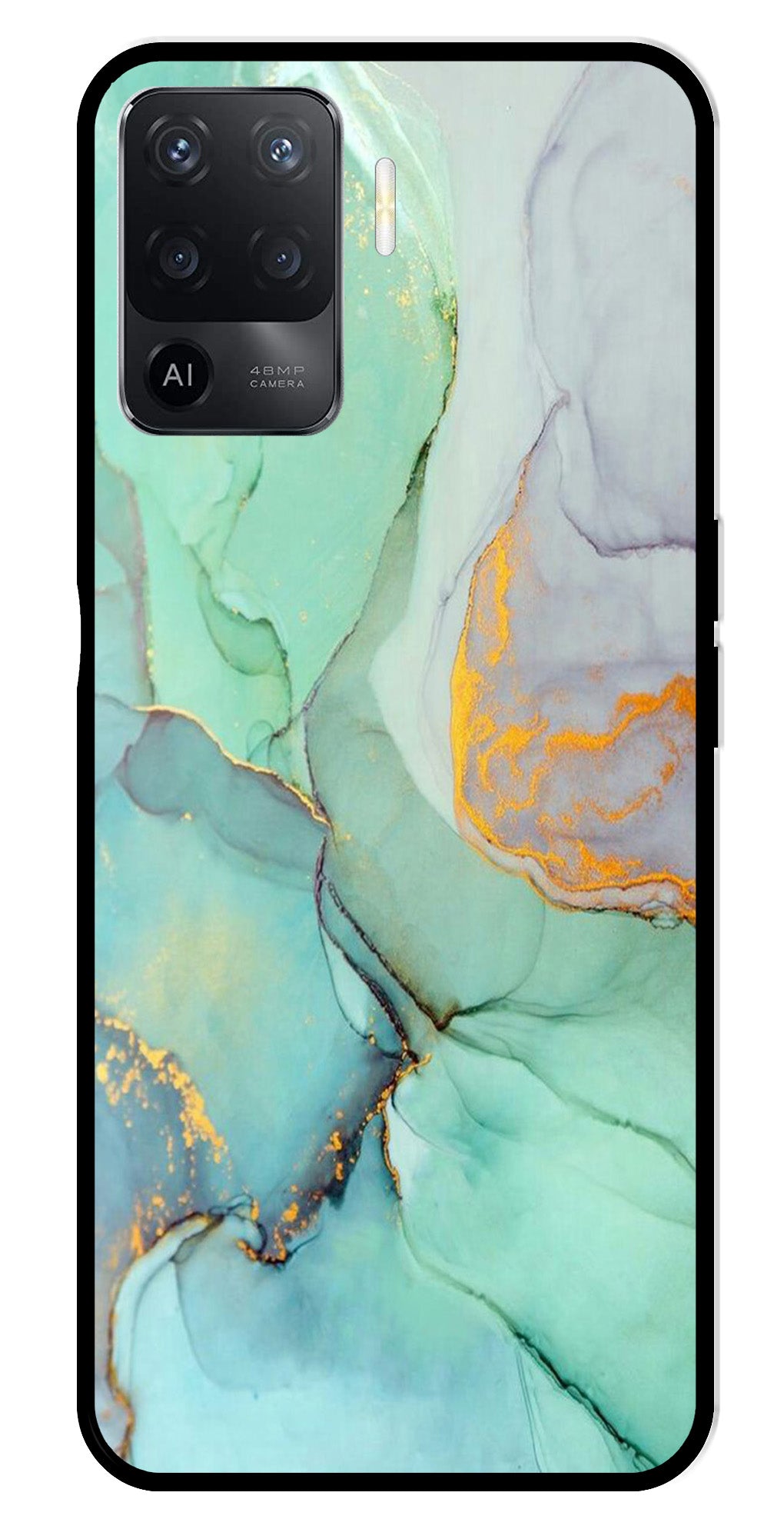 Marble Design Metal Mobile Case for Oppo A94   (Design No -46)