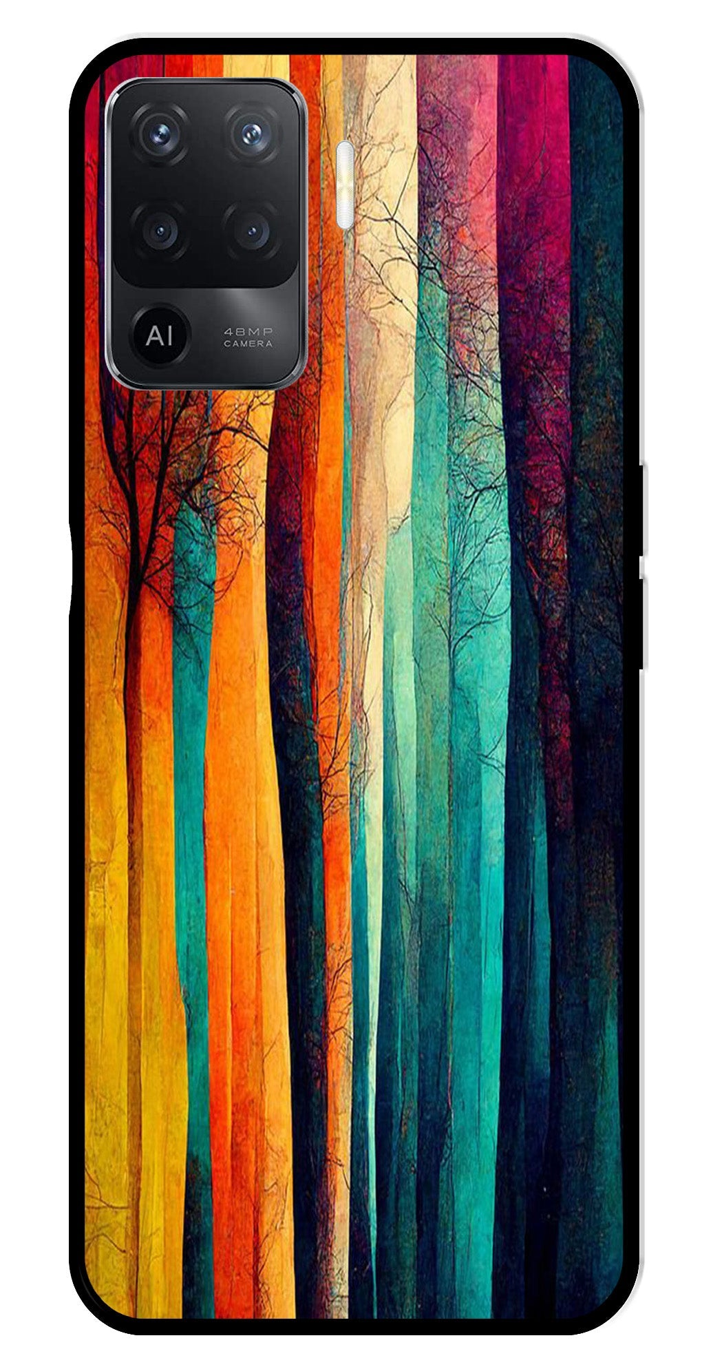 Modern Art Colorful Metal Mobile Case for Oppo A94   (Design No -47)