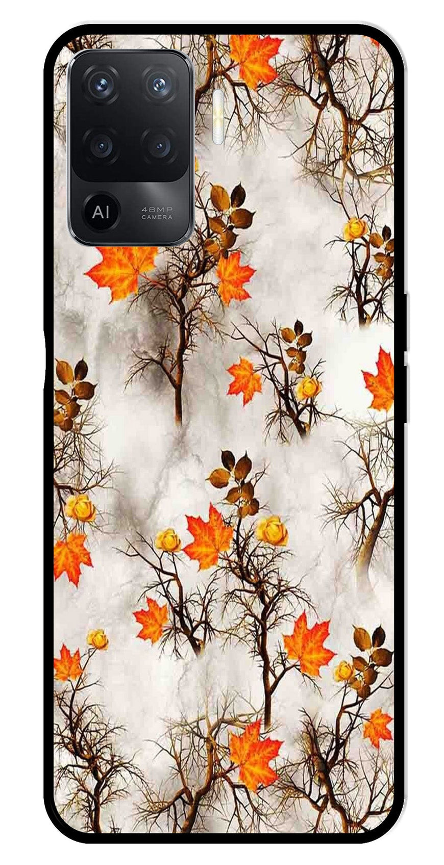 Autumn leaves Metal Mobile Case for Oppo Reno5 F   (Design No -55)