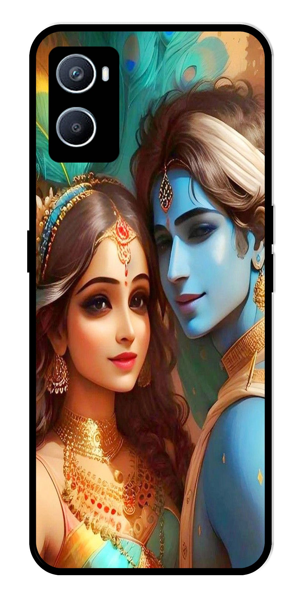 Lord Radha Krishna Metal Mobile Case for Oppo A96   (Design No -01)