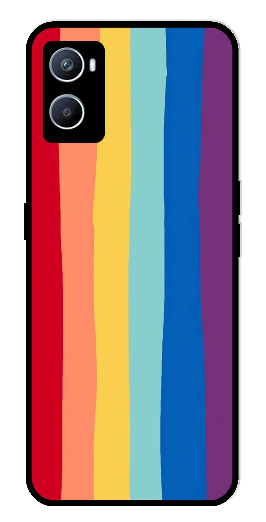 Rainbow MultiColor Metal Mobile Case for Oppo A96   (Design No -03)