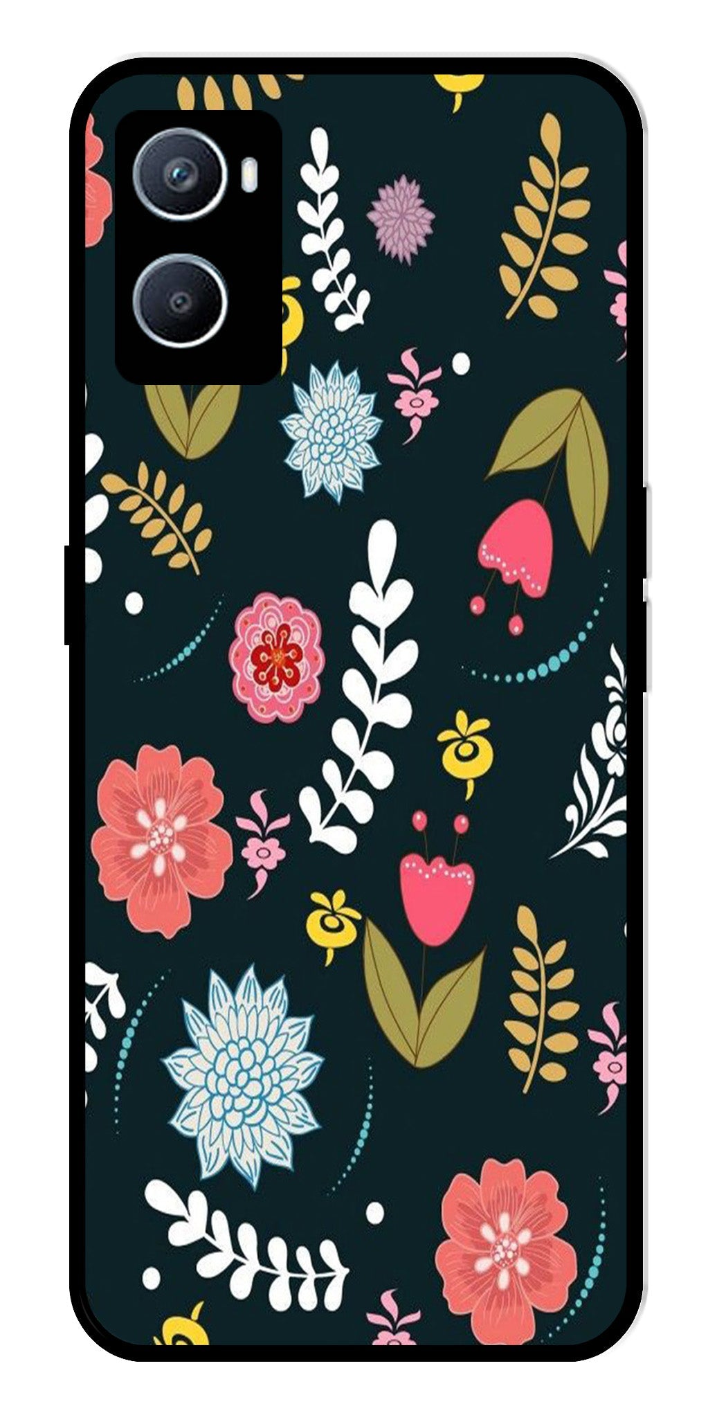 Floral Pattern2 Metal Mobile Case for Oppo A96   (Design No -12)