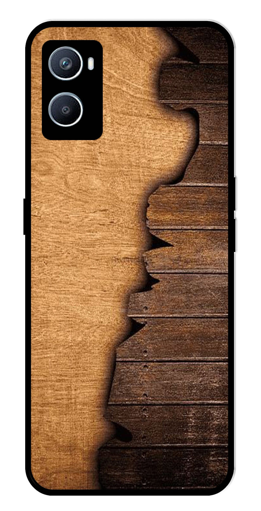 Wooden Design Metal Mobile Case for Oppo A96   (Design No -13)