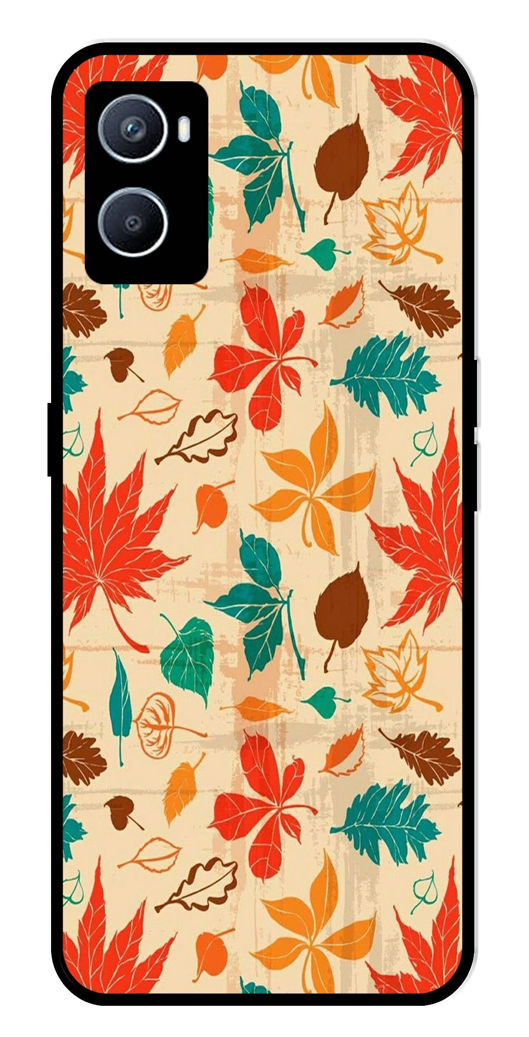 Leafs Design Metal Mobile Case for Oppo A96   (Design No -14)