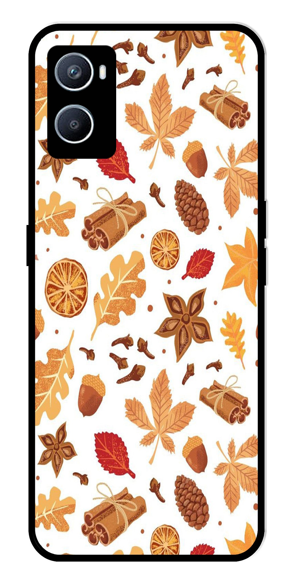 Autumn Leaf Metal Mobile Case for Oppo A96   (Design No -19)