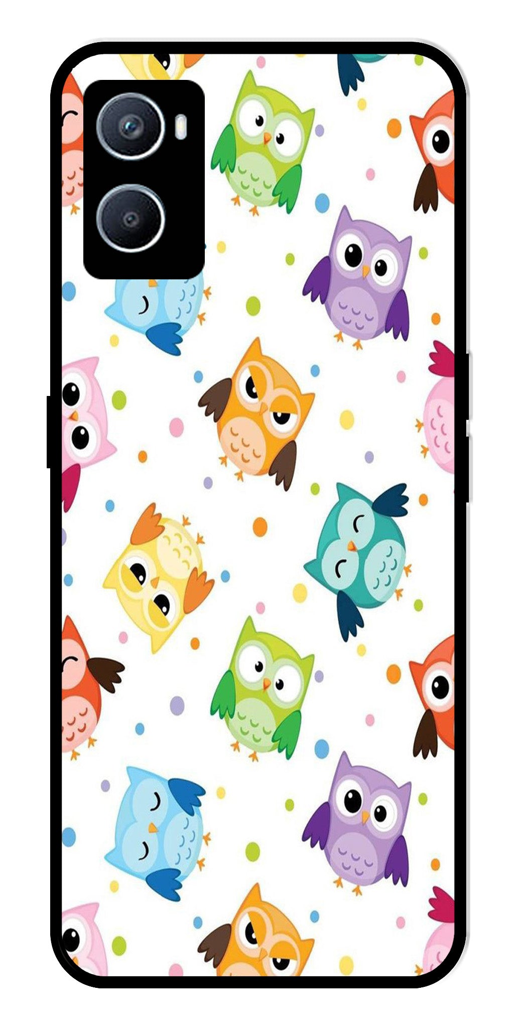 Owls Pattern Metal Mobile Case for Oppo A96   (Design No -20)