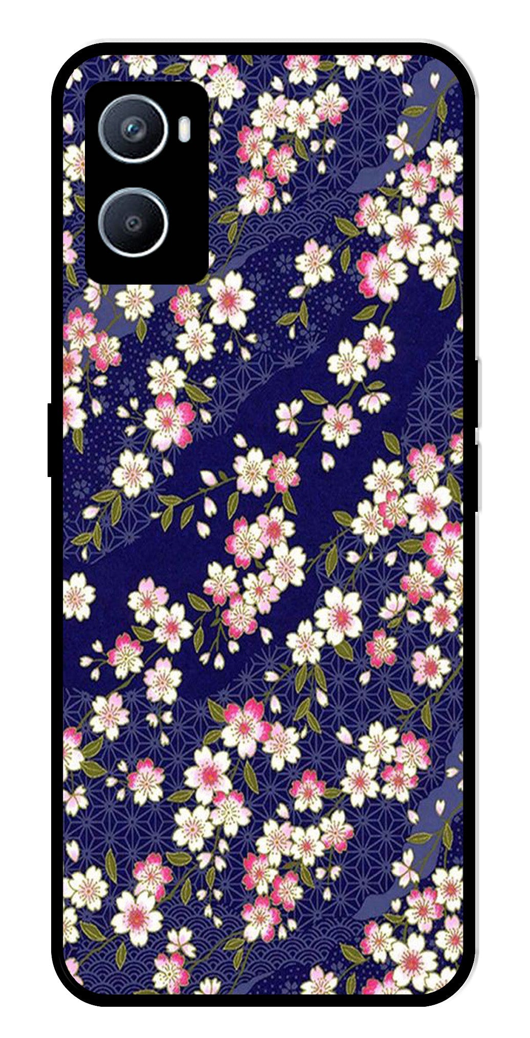 Flower Design Metal Mobile Case for Oppo A96   (Design No -25)