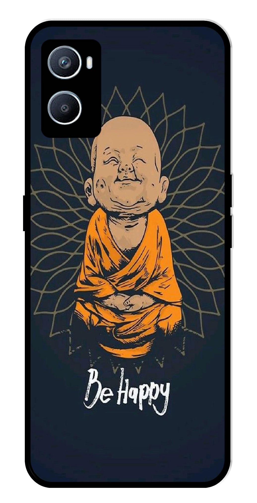 Be Happy Metal Mobile Case for Oppo A96   (Design No -27)