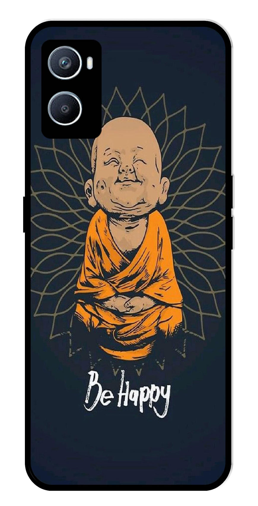 Be Happy Metal Mobile Case for Oppo A96   (Design No -27)