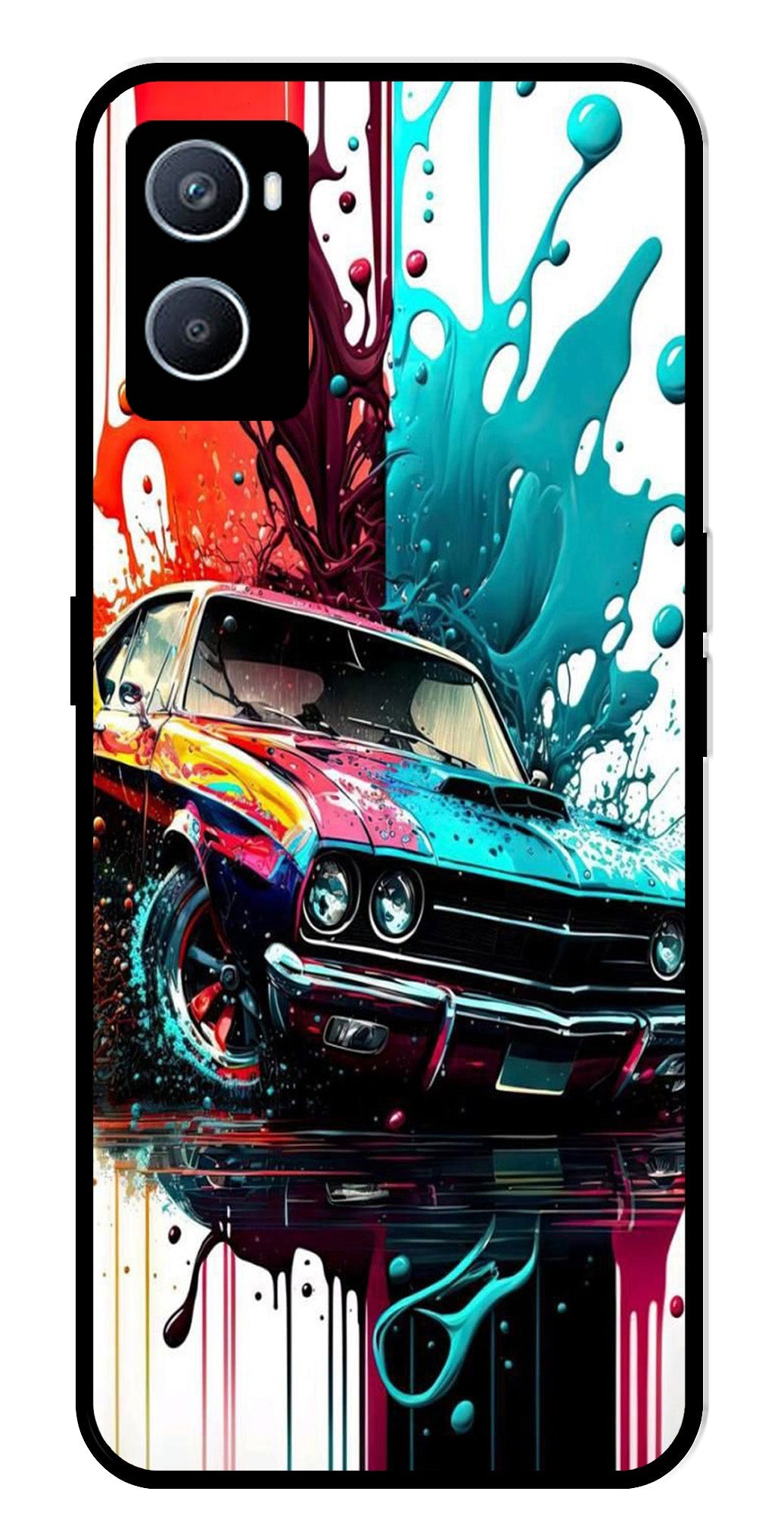 Vintage Car Metal Mobile Case for Oppo A96   (Design No -29)