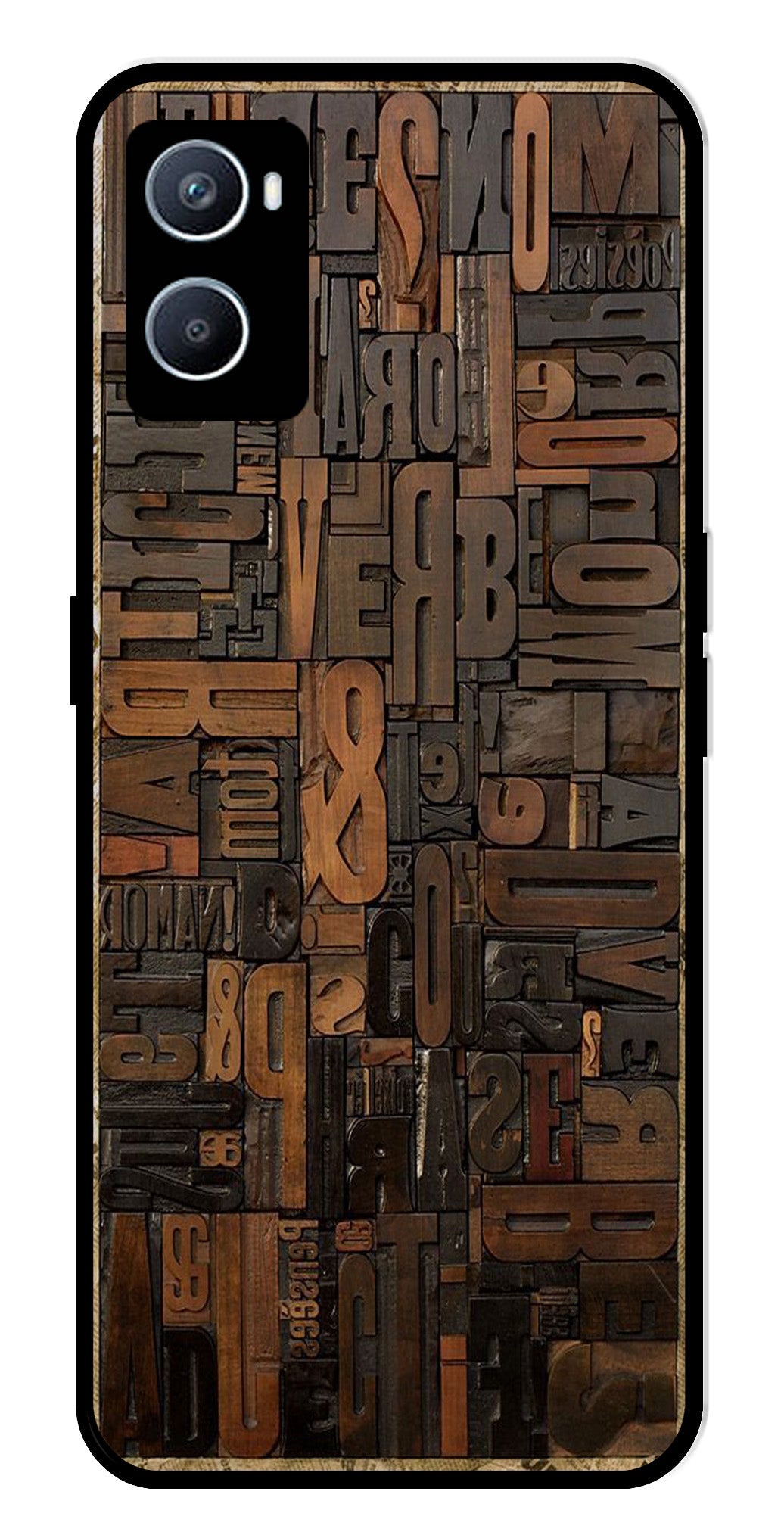 Alphabets Metal Mobile Case for Oppo A96   (Design No -32)