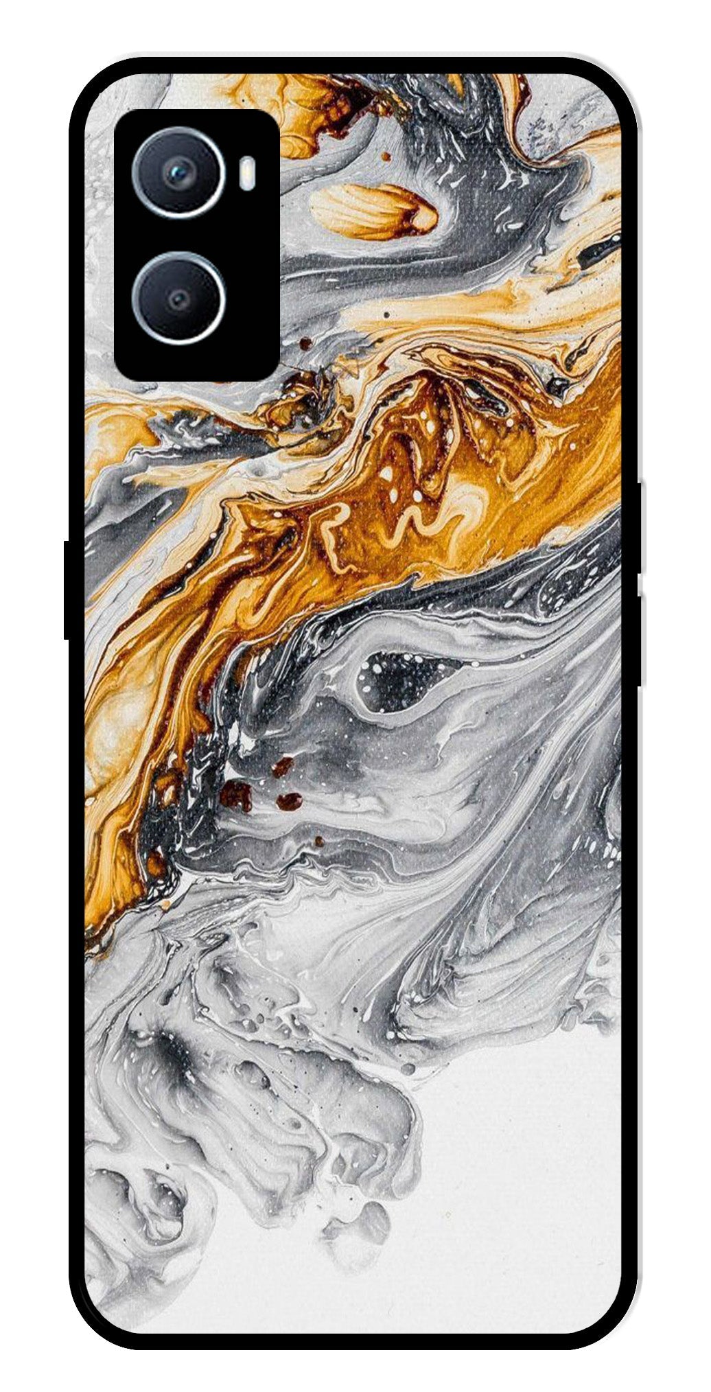 Marble Pattern Metal Mobile Case for Oppo A96   (Design No -36)